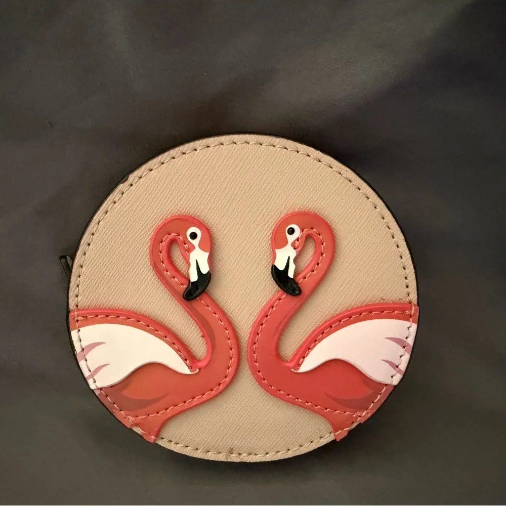 Kate spade Flamingo Round Coin Purse - Pink/Tan